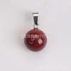 Pingente Redondo de Pedra Natural Cristal 14mm Fecho Semente de Melão Pingente de Furo Único Acessório para Colar DIY