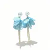 Brincos Pétala Azul Fragrância Névoa Azul - Estilo Fresco e Elegante de Resort na Ilha, Brincos de Luxo Únicos e Requintados para Mulheres