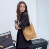 Bolso Cubo Tote de Cuero Genuino de Gama Alta Togo, Estilo Coreano y Japonés, Piel de Vaca de Primera Capa, Bolso de Viaje para Mujer, Hecho a Medida por el Fabricante