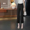 Pantalones Rosados de Corte Estrecho Bordados Huecos Cropped Rectos para Mujer, Novedad Verano 2026 de Cintura Alta Casual Tipo Cigarrillo