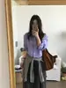Camisa de Nuevo Estilo Verano 2026 para Mujer Morado Taro Suave Intelectual Versátil Top Ligero Transpirable Delgado