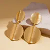 Pendientes Redondos de Metal Geométricos con Hojas, Estilo Transfronterizo Europeo y Americano, Pendientes de Lujo Ligero de Gama Alta, Pendientes de Diseñador de Nicho para Mujer