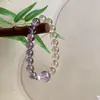 Cuentas Redondas de Amatista Natural, Perlas, Citrino Amarillo, Piedra Natal que Atrae Riqueza y Cambia la Fortuna para Mujeres, Pulsera de Múltiples Gemas, Nuevo Estilo de Verano