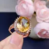 Anillo de Citrina Natural Plata S925 Incrustado Cristal Color Fuego Limpio Parpadeante Diseño de Boca Viva Suministro para Sala de Estar Dropshipping
