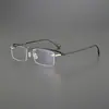 Gafas de Negocio sin Montura Ultra Ligeras Hechas a Mano con Montura de Titanio, Montura Grande de Moda para Caras Grandes, Adecuadas para Hombres y Mujeres, con Lentes Graduados, Anti Luz Azul, Fotocromáticas