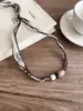Colar de Tecido Acrílico Retro Maillard com Pingente de Lenço de Seda Retrátil Corrente de Suéter de Nicho de Luxo Colar de Outono e Inverno para Mulheres
