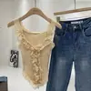 Camisola de Encaje Tejido Estilo Sweet Spice Girl para Mujer Primavera y Verano 2025 Nuevo Nicho Uso Interior Sexy Uso Exterior Top Corto