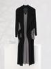 Vestido Falso de Dos Piezas Plegado Otoño Nueva Moda Elegante Suelto Talla Grande Vestido Cuello Color de Contraste Jersey Vestido Midi