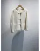 Chaqueta Corta Redonda de Manga Raglán Estilo Chino Botón de Rana Lana 100% Xiao He Home Te Hace Ver Más Alto Elegante Simple Top para Mujer