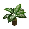 Plantas Verdes Simuladas de Punto Hojas de Goma de 9 Cabezas Hojas Rayadas Sensación Pegajosa Accesorios para Paredes de Plantas Hojas Falsas Arreglo Floral para Exteriores