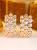 Pendientes cuadrados con incrustaciones de diamantes estilo europeo y americano, aros rectangulares simples de moda y elegantes para el día a día
