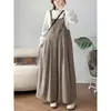Novedad de otoño estilo japonés artístico y juvenil overol holgado, mono versátil casual con top sin mangas y pantalón de falda venta al por mayor