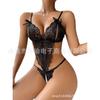 2024 nuevo sexy conjunto de tres puntos europeo y americano sin entrepierna, tentación apasionada, encaje multicolor, sexy mono para mujer