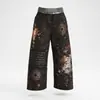 Jeans de Pierna Ancha con Salpicaduras Pintados a Medida para Hombre Jeans de Pierna Ancha con Múltiples Bolsillos Estilo Graffiti para Hombre Jeans para Hombre de Marca Trendy Americana