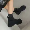Botas de Moda de Diseño de Nicho con Suela Gruesa para Mujer Estilo Británico Botines Botas de Plataforma para Personas Bajas con Alzas Interiores