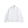 Jaqueta cortavento leve Cleanfit cinza claro, gola alta, cor sólida, corte solto com ombros caídos e barra elástica, peça de outer wear casual