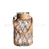 Arreglo Floral Retro Botella de Vidrio Frasco de Vidrio con Cuerda de Cáñamo Frasco Decoración del Hogar Vidrio Transparente Adornos de Escritorio Sala de Estar Simple