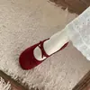 Zapatos Mary Jane Redondos con Lazo para Mujer 2026 Primavera/Verano Nuevos de Gamuza Suela Suave Planos Versátiles Estilo Retro para Ir al Trabajo
