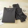 Roupa Térmica Feminina de Seda e Caxemira Conjunto Feminino Tecido Dupla Face de Lã Escovada Feminino Masculino Roupas de Outono Calças de Outono Fabricante Atacado