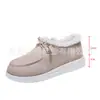 Entrega en stock Juyuan invierno 2026 nuevo comercio exterior talla grande zapatos 35-43 lona de caña baja planos casuales zapatos de algodón