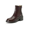 Botas Chelsea elegantes de tacón grueso y cabeza redonda que combinan con todo, ideales para pies cansados, botas cortas de piel de oveja con cremallera trasera para invierno 2024 para mujer