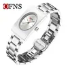 Reloj de Aleación Ofns es Compacto y Exquisito, Reloj de Cuarzo para Mujer Estilo Negocios con Patrón Rayos de Sol, Reloj Simple Cuadrado, Venta Directa