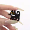 Broche de Liga de Metal Criativo Estilo Cartoon Japonês Série Gato Preto Formato de Gato Fofo Personalizado Emblema Metálico