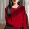 Cardigan de Punto Color Sólido con Adorno de Pedrería, Estilo Minimalista Nuevo para Primavera 2026, para Mujer, de Botones al Frente, Corte Ajustado, Elegante, de Manga Larga, para Ir al Trabajo