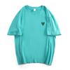 Algodón Puro Cuello Amor Simple Estampado Manga Corta Verano para Mujer Largo Medio Suelto Nuevo Casual Manga Media Top Camiseta