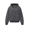 Sudadera con Capucha y Orejas de Conejo a Rayas para Mujer 2025 Otoño Nuevo Diseño Retro Americano Perezoso Chaqueta Casual