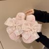Zapatillas de Malla con Lazo Estilo Chica Dulce para Dormitorio Suela Suave de Felpa Antideslizantes Estilo Dung Cotton