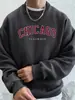 Moletom Masculino Gola Redonda Lã Chicago Illinois Padrão Criativo Bolso Frontal Street