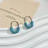 Verde Menta~Aretes de Broquel con Broche de Diamantes Completos Turquesa, Aretes de Lujo de Alta Gama para Mujer, Nuevos Estilos 2026 Pinzas para Oreja y Broqueles