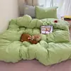 Capa de edredom lisa de algodão puro estilo americano com cor contrastante, conjunto de cama quatro peças 100% algodão, lençol de solteiro para dormitório estudantil, conjunto de três peças