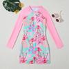 Traje de Banho Infantil de Manga Longa Estampado Estilo Coreano Transfronteiriço Feminino Bebê Crianças Fofo Conservador Zíper Roupa de Mergulho Traje de Banho