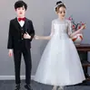 Vestido de Décimo Cumpleaños para Niña Vestido con Velo Blanco Vestido de Presentación Infantil Verano Otoño e Invierno Vestido de Princesa Dama de Honor Coro Vestido Largo