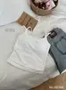 Camisola de Bloques de Color Estilo Coreano para Primavera y Verano, Corte Ajustado y Favorecedor, Diseño de Espalda Cruzada con Copas, Top Falso de Dos Piezas con Espalda Cruzada