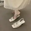 Primer Encuentro Brisa de Tarde de Verano Zapatos de Tacón de Aguja Sandalias de Punta Abierta Zapatos de Hada Verano 2026 Estilo Francés con Falda Lazo