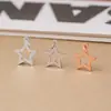 Plata de ley S925, pulido, colgante de estrella de cinco puntas hueca, charm de estrella en oro rosa, accesorios para ensartar y hacer cuentas DIY