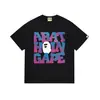 Atacado transfronteiriço verão 2026 nova marca da moda BAPE Camiseta com estampa clássica de macaco, camiseta unissex de manga curta