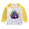 Camiseta de manga comprida para meninos e meninas Primavera e Outono 2023 nova camisa infantil de algodão fino para crianças com gola redonda roupas de outono
