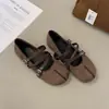 Zapatos Transpirables de Punta Dividida para Mujer 2026 Planos de Corte Bajo Nuevos Zapatos Mary Jane Retro Franceses de Ballet Otoño con Tira Cruzada