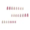 Uñas Vestibles Florales Pastorales de Primavera Larga Almendra Color Pasta de Frijol Nude Flor Silvestre Uñas Postizas Manicura Suave para el Trabajo