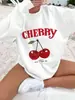 Envío Gratuito Transfronterizo 180g En Stock Estación Independiente Ropa de Mujer Transfronteriza Europea y Americana Sudadera con Estampado de Cerezas Aliexpress Amazon Camarón