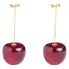 Aretes de Cereza Roja Vino Cereza para Mujer, Diseño Único, Aretes Frescos y Dulces, Joyería al por Mayor