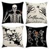 Nueva Funda de Almohada de Halloween Transfronteriza Funda de Cojín de Sofá Funda de Almohada de Lino Decoración del Hogar de Halloween Funda de Almohada