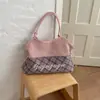 Bolso Tote de Patchwork a Cuadros con Parches de Gamuza Estilo Coreano de Nicho para Mujer 2026 Otoño/Invierno Nuevo Color Block Letras Bolso de Hombro Único