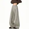 Calça Casual Listrada Estilo Old Money para Homens e Mulheres Outono Hip Hop Americano Esportiva Calça Longa Senso de Design Solta Calça de Pernas Largas