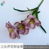 Tulipa Flor de Três Pétalas Duas Folhas Tulipa Florindo Cinco Flores Decoração de Sala de Estar em Casa Flor Artificial Flor de Casamento Obra de Arte Flor de Seda