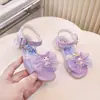 Sandálias Infantis Kuromi 2025 Novo Verão Crianças Abertas Estilosas Chinelos Menina Bebê Solado Macio Sapatos de Princesa